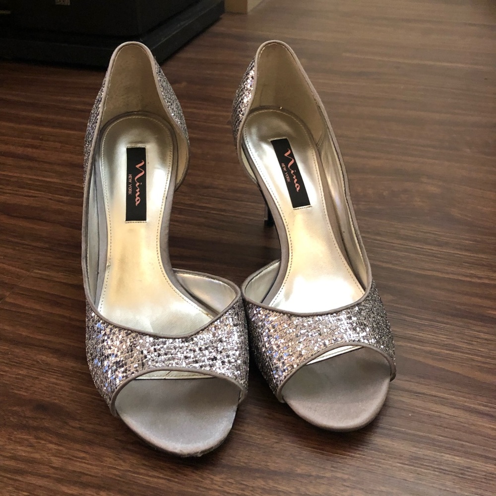 Silver sparkle dress heels